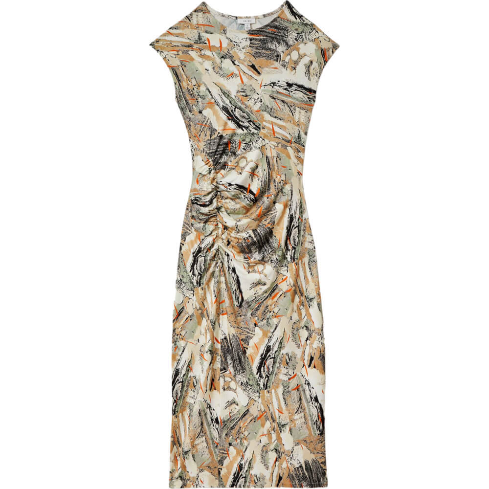 REISS LENNIA Printed Jersey Midi Dress